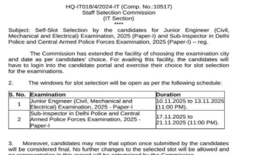 Photo of एसएससी ने एसआई के लिए शुरू की सेल्फ स्लॉट बुकिंग की सुविधा