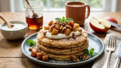 Photo of नाश्ते में खाने के लिए कुछ हेल्दी ढूंढ रहे हैं? मिनटों में तैयार करें एप्पल योगर्ट पैनकेक